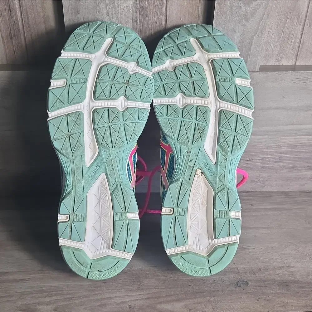 ASICS T6E8N Womens 8.5 Low Top Lace-Up Running Sneakers Blue Pink Green Yellow